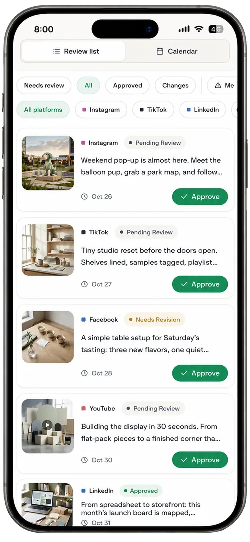 Calipzo client review portal shown on a phone